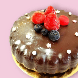 Tarta Sacher sin gluten. Texto personalizable
